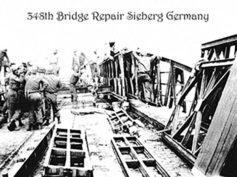 Combat Engineers repairing a bridge across one of Germany's many rivers. When the Allies entered Germany in late February-to-early-March 1945 it was known as the “River War Campaign."